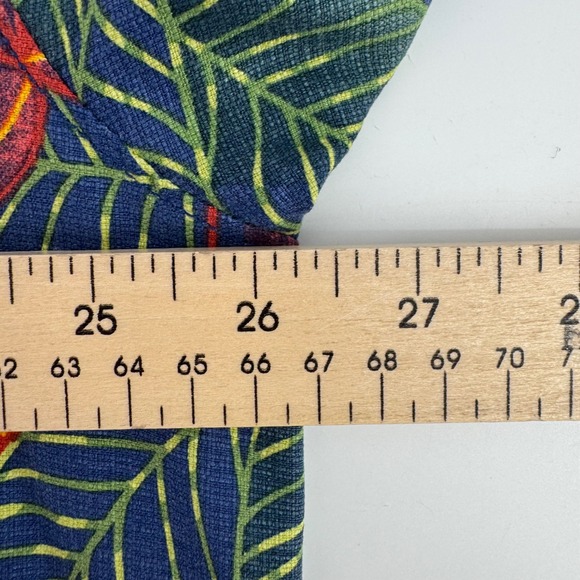 Tommy Bahama Silk Shirt Men XL Blue Christmas Reindeer Tropical Floral Camp 8298 - Picture 5 of 7